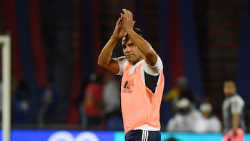 Millonarios' forward Radamel Falcao claps ahead of the Liga Betplay Dimayor II football league match between Independiente Medellin and Millonarios at Atanasio Girardot Stadium in Medellin, Colombia on July 18, 2024. (Photo by Jaime SALDARRIAGA / AFP)