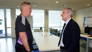 Carlo Ancelotti y Florentino Pérez, durante la pretemporada.