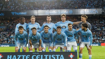 Formación inicial del Celta para enfrentarse al Rayo Vallecano en Balaídos.