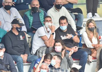 Garitano, en la grada durante el partido