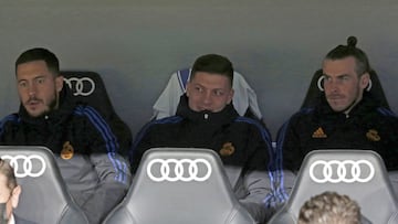 Hazard, Jovic y Bale, durante un partido del Real Madrid.