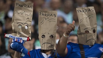 Aficionados de Cruz Azul se esconden bajo bolsas en el TSM