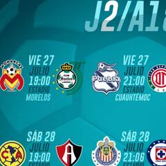 Fechas y horarios de la jornada 2 del Apertura 2018 de la Liga MX