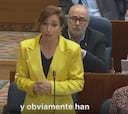 El momento de la reacción de Ayuso a las palabras de Mónica García
