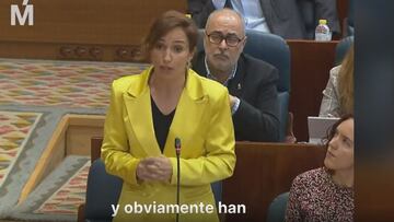 El momento de la reacci¨®n de Ayuso a las palabras de M¨®nica Garc¨ªa