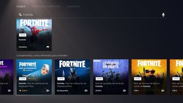 Encontramos el Pack de Celebraci&oacute;n de PlayStation Plus buscando &quot;Fortnite&quot; en el cuadro de b&uacute;squeda de la PlayStation Store