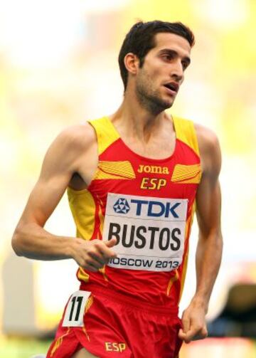 El atleta español David Bustos compitiendo en los 1.500m masculinos de los Mundiales de Atletismo Moscú 2013 que se celebran en el Estadio Olímpico Luzhnikí