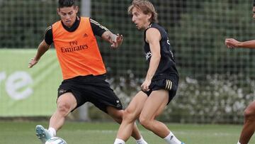 James en entrenamiento del Real Madrid