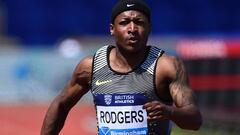 Mike Rodgers compite en la prueba de 100 metros durante el mitin de la Diamond League en Birmingham en 2016.