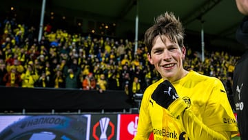 BODO, NORWAY - FEBRUARY 20: Sondre Brunstad Fet of Bodø/Glimt celebrates after the UEFA Europa League 2024/25 League Knockout Play-off Second Leg match between FK Bodo/Glimt and FC Twente at Aspmyra Stadion on February 20, 2025 in Bodo, Norway. (Photo by Marius Simensen - UEFA/UEFA via Getty Images)