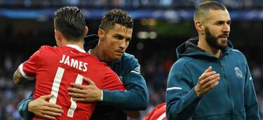 James y Cristiano, el abrazo del reencuentro en el Bernabéu