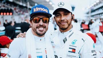Fernando Alonso y Lewis Hamilton en Abu Dhabi.