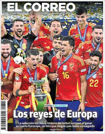 Invencibles, Reyes de Europa... Las portadas del triunfo de España en la Euro