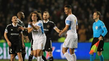 Soccer Football - Europa Conference League - Play Off Second Leg - Qarabag v Olympique de Marseille - Tofiq Bahramov Republican Stadium, Baku, Azerbaijan - February 24, 2022 Olympique de Marseille&#039;s Matteo Guendouzi reacts REUTERS/Aziz Karimov