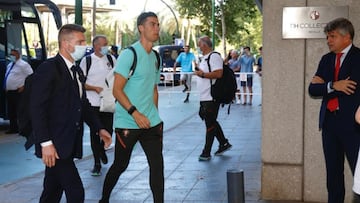 Cristiano, a su llegada al hotel en Sevilla.