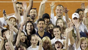 Belgrade (Serbia), 14/06/2020.- (FILE) - Novak Djokovic of Serbia (C) poses for a photo with volunteers at the Adria Tour tennis tournament in Belgrade, Serbia, 14 June 2020 (reissued 23 June 2020). According to media reports, Djokovic has tested positive