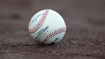 Mar 25, 2024; Los Angeles, California, USA; A Rawlings official Major League Baseball on the field at Dodger Stadium. Mandatory Credit: Kirby Lee-USA TODAY Sports