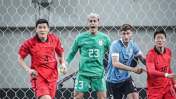 Santiago Mele debutó con Uruguay en el juego amistoso ante Corea del Sur.