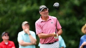 MADISON, WISCONSIN - JUNE 06: Jose Maria Olazabal of Spain plays his shot on the fourth hole during the first round of the American Family Insurance Championship 2025 at TPC Wisconsin on June 06, 2025 in Madison, Wisconsin. David Berding/Getty Images/AFP (Photo by David Berding / GETTY IMAGES NORTH AMERICA / Getty Images via AFP)