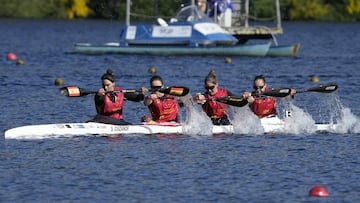 Sara Ouzande, Lucía Val, Estefanía Fernández y Bárbara Pardo en la Copa del Mundo.