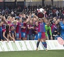 Las jugadoras del Barcelona femenino celebran el título de liga