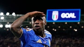 Soccer Football - FIFA World Cup - UEFA Qualifiers - Italy v Northern Ireland - New Balance Arena, Bergamo, Italy - March 26, 2026 Italy's Moise Kean celebrates scoring their second goal REUTERS/Matteo Ciambelli
