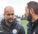 Guardiola visitó a la plantilla del Girona y estrecharon lazos