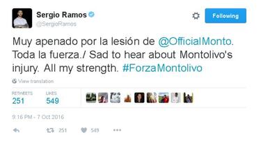 Ramos apoya a Montolivo tras la lesión: "Toda la fuerza"