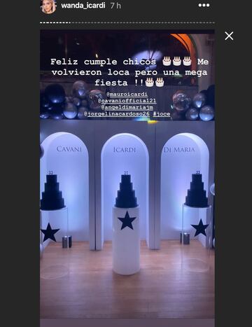 Las tres tartas preparadas para que Cavani, Icardi y Di María soplasen las velas. 