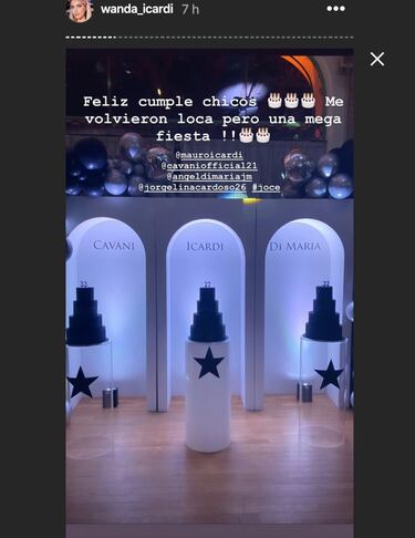 Las tres tartas preparadas para que Cavani, Icardi y Di María soplasen las velas. 
