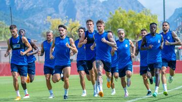 Plantilla mallorquinista en un entrenamiento en la Ciudad Deportiva