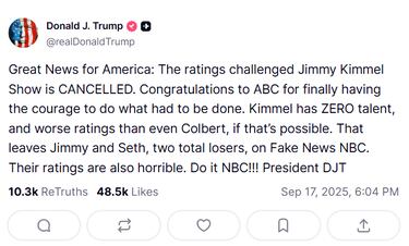 Donald Trump, sobre Jimmy Kimmel: “Debieron despedirlo hace tiempo” 