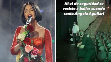 ¡No se pudo resistir! Ángela Aguilar pone a bailar a guardia de seguridad con su música