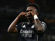 The Brazilian celebrated his first goal, a penalty, by gesturing as if he were crying.