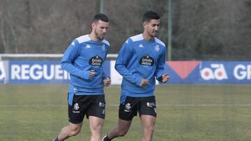 Pablo Trigueros y Álvaro Rey, dos de los lesionados en el Deportivo.