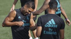 Casemiro, durante el entrenamiento del s&aacute;bado con el Real Madrid.