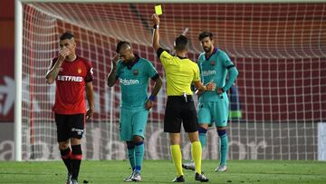 Vidal, después de ver la amarilla en Mallorca.