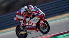 Izan Guevara (28) of Spain and Gaviota Gasgas Aspar Team during the free practice of Gran Premio Animoca Brands de Aragon at Motorland Aragon Circuit on September 16, 2022 in Alcaniz, Spain. (Photo by Jose Breton/Pics Action/NurPhoto via Getty Images)