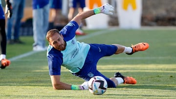 Oblak, en un entrenamiento del Atlético.