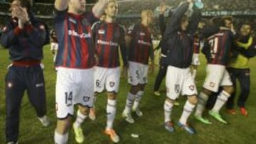 Los jugadores de San Lorenzo celebra su clasificaci&oacute;n para la gran final de la Copa Libertadores.