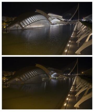 La Ciudad de las Ciencias de Valencia antes y durante la Hora del Planeta