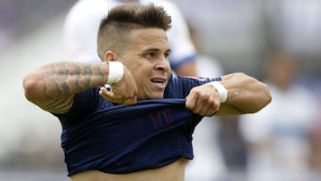 Futbol, Universidad de Chile vs Universidad Catolica
Fecha 27, campeonato Nacional 2018
El jugador de Universidad de Chile Yeferson Soteldo celebra su gol contra Universidad Catolica durante el partido de primera division disputado en el estadio Naciona