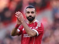 Soccer Football - Premier League - Liverpool v West Ham United - Anfield, Liverpool, Britain - February 28, 2026 Liverpool's Mohamed Salah applauds fans after the match REUTERS/David Klein EDITORIAL USE ONLY. NO USE WITH UNAUTHORIZED AUDIO, VIDEO, DATA, FIXTURE LISTS, CLUB/LEAGUE LOGOS OR 'LIVE' SERVICES. ONLINE IN-MATCH USE LIMITED TO 120 IMAGES, NO VIDEO EMULATION. NO USE IN BETTING, GAMES OR SINGLE CLUB/LEAGUE/PLAYER PUBLICATIONS. PLEASE CONTACT YOUR ACCOUNT REPRESENTATIVE FOR FURTHER DETAILS..