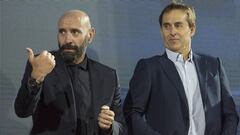 Monchi y Lopetegui, en el acto Fieles de Nervión de 2019.