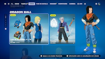 fortnite skins dragon ball super androide 17 18 trunks