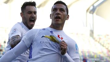 Ftbol, Audax Italiano vs. Universidad de Chile.
Copa Chile 2017.
El jugador de Universidad de Chile, Isaac Daz, celebra su gol durante el partido de copa Chile contra Audax Italiano, disputado en el estadio Bicentenario de la Florida, Santiago, Chile.
30/08/2017
Ramon Monroy/Photosport******
Football, Audax Italiano vs. Universidad de Chile.
Copa Chile 2017.
Universidad de Chile«s Player,Isaac Daz, celebrates after scoring against Audax Italiano, Copa Chile match at the, Bicentenario de La Florida stadium in Santiago, Chile. 30/08/2017
Ramon Monroy/Photosport.