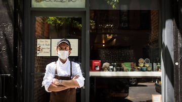 Spanish chef Mikel De Luis poses for a photo outside of his restaurant Haizea, in New York, New York, USA, 27 May 2020 (photo issued 29 May 2020). EFE/Alba Vigaray