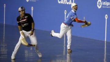 Iñaki Goikoetxea e Imanol López durante la final del Abierto Villa de Madrid de pelota vasca