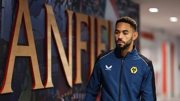 LIVERPOOL, ENGLAND - JANUARY 07: Matheus Cunha of Wolverhampton Wanderers arrives at the stadium prior to the Emirates FA Cup Third Round match between Liverpool FC and Wolverhampton Wanderers at Anfield on January 07, 2023 in Liverpool, England. (Photo by Jack Thomas - WWFC/Wolves via Getty Images)