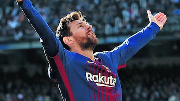 Messi celebra un gol en el Santiago Bernabéu.